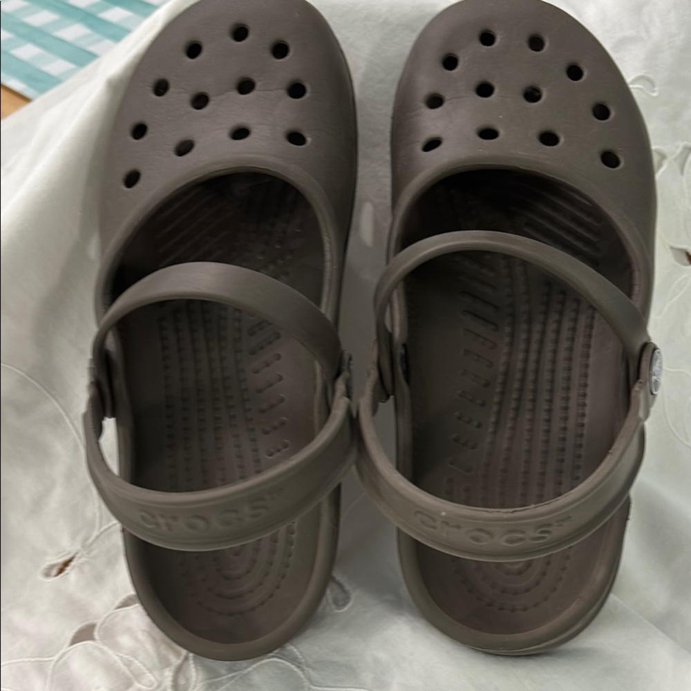 Crocs Brown Clogs with Strap old style Mary Jane